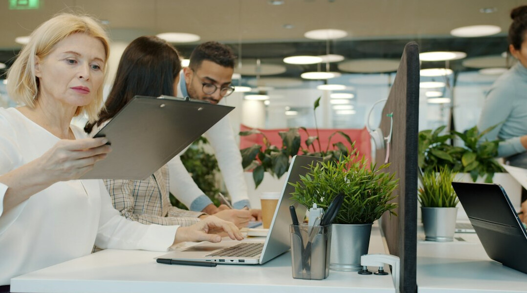 team coding in modern office